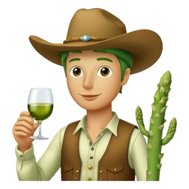 Asparagus cowboy drinking wine sticker
