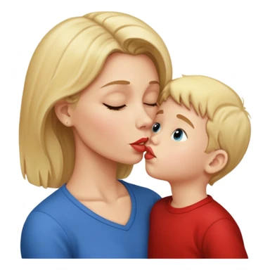 mom kiss son on lips sticker