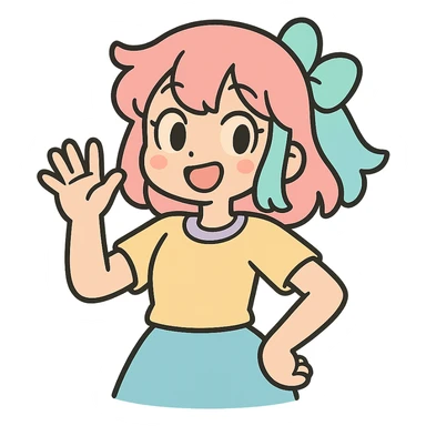 anime girl in pastel toon style sticker