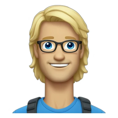 Blonde man with strong jaw and blue eyes and glasses sticker