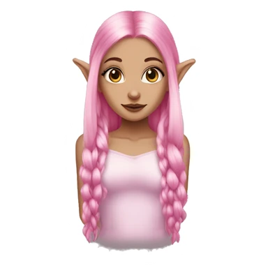 goth tan skinned elf girl with long pink hair sticker