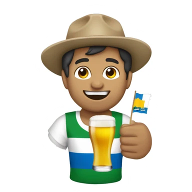 borracho con una cerveza en la mano y la bandera de Uruguay sticker