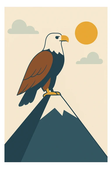 Flat design style eagle in the peak sticker