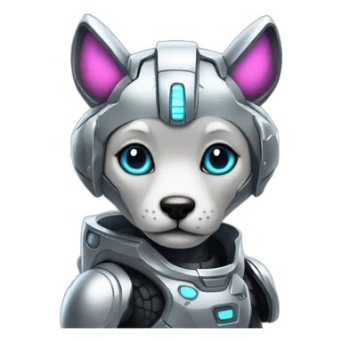 Cyber futuristic silver furry robot  sticker