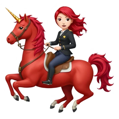 red horse red hair agressive unicorn running money on on the saddle sticker