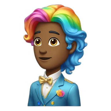 Posh-boy-with-golden-suit-and-blue-eyes-and-rainbow-unicorn-hair sticker