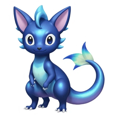 Shiny pastel Nebulae Salandit-Meowstic-Noibat-Fakémon-hybrid-creature (full body)  sticker
