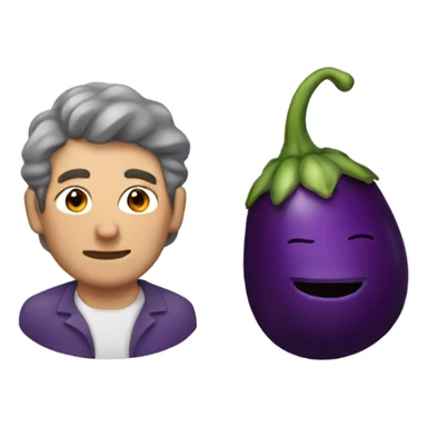 Man and an eggplant sticker