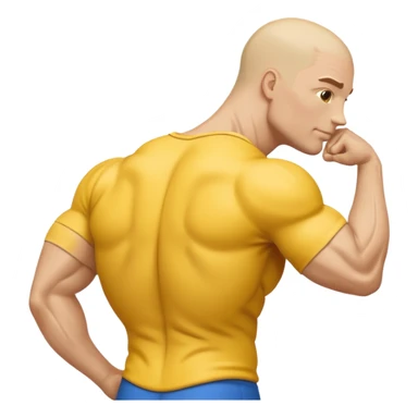 Emoji of Shoulders Muscle from side view, the human is yellow like on iphones. He has big shoulders. He is completely yellow and has no hair or facial expressions sticker