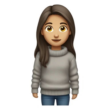 winter, christmas, hispanic, long brown hair, girl, brown eyes, child, full body, grey sweater sticker