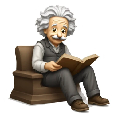 albert einstein happy sitting and reading about history sticker