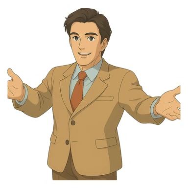 Make the man more handsome in Ghibli style, remove background. sticker