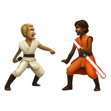 two jedis havingan epic lightsaber fight on an island in a see of red and orangelava sticker