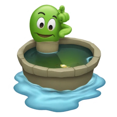 a pond with a thumb stick up sticking through the water  sticker