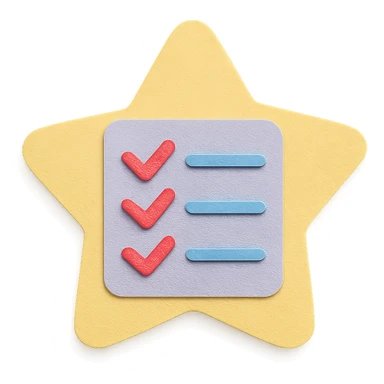 soft pastel cute star-shaped checklist icon with a pastel yellow background sticker