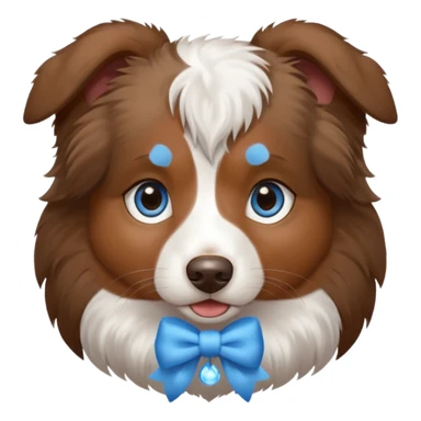 Australian shepherd with a light blue bow and blue eyes   sticker