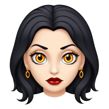 Faça uma vampira, do gênero feminino, cabelos longos preto, mas não tanto, olhos castanhos escuros marcantes, e uma mordida no rosto ou pescoço  sticker