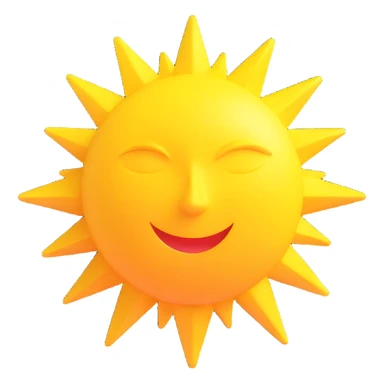 A sun emoji in the style of Microsoft 3D emojis sticker