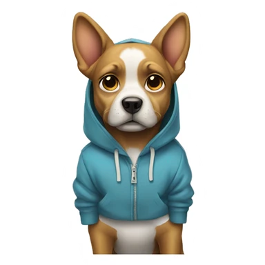 Smug dog wearing hoodie standing sticker