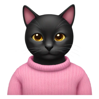 black cat wearing pink sweater sticker