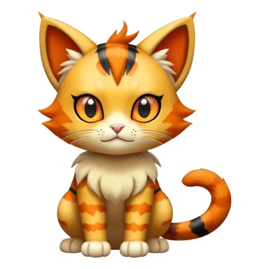 Shiny Cute Adorable Meowth-Litten-Litleo-Hybrid-Creature with pattern-markings sticker