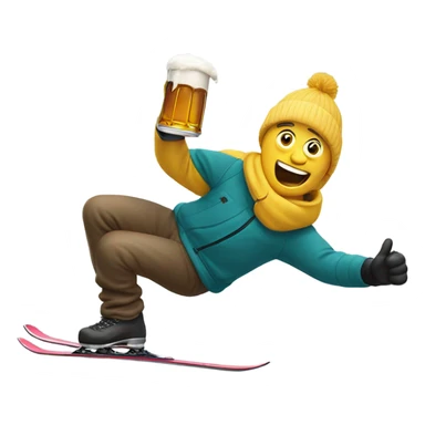 Crazy skier deleting beer  sticker