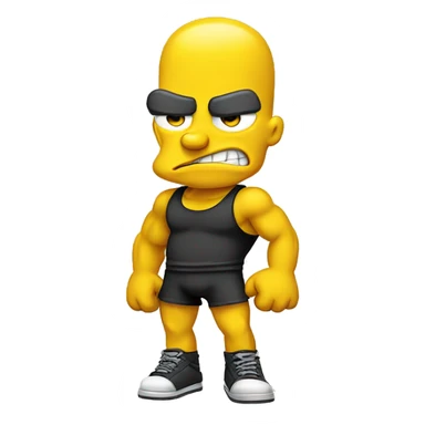 muscular in simpsons style in yellow color smiley face sticker