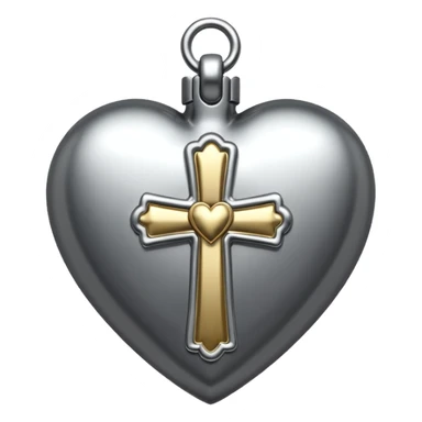 Chrome heart cross monochrome sticker