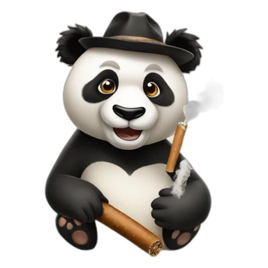 Panda smocking cigar sticker