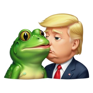 Donald trump kissing a frog  sticker