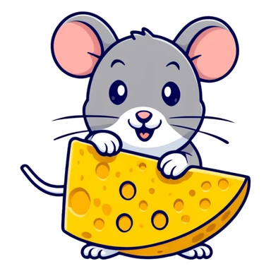 Jerry mouse enjoying a large piece of swiss cheese sticker