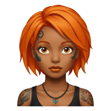 Tattooed black wwoman with orange hair sticker