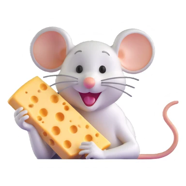 Jerry mouse from Tom and Jerry cartoon happily eating cheese sticker