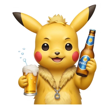 Así a picachu con una chela sticker