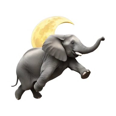 Elephant jumping over the moon  sticker
