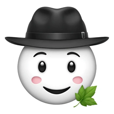 créer un emoji farfadet en noir et blanc, en traçant que les contours, sans pot de pièces dans la main et avec un trèfle à 4 feuilles sur le chapeau sticker
