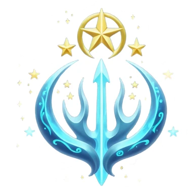 ghibli style cosmic trident with swirling stars sticker