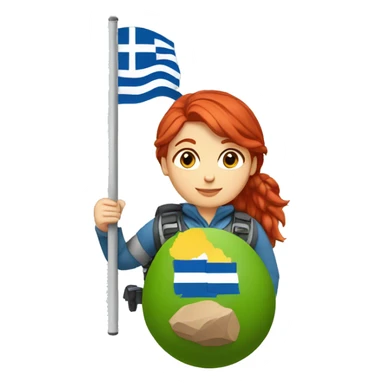 female mountaineer red hair with easter egg and greek flag  sticker