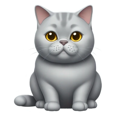 Fat Gray British short hair cat full body  sticker