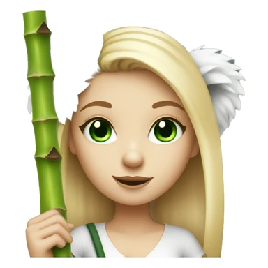 White Girl with blonde hair and green eyes and koala ears holding bamboo stick  sticker