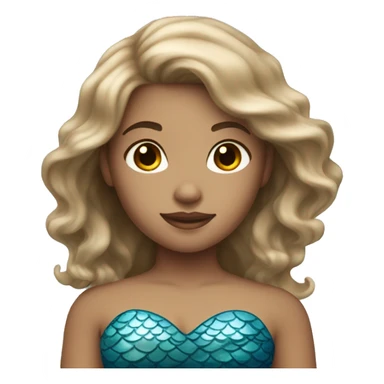 light skinned and light brown haired blue mermaid sticker