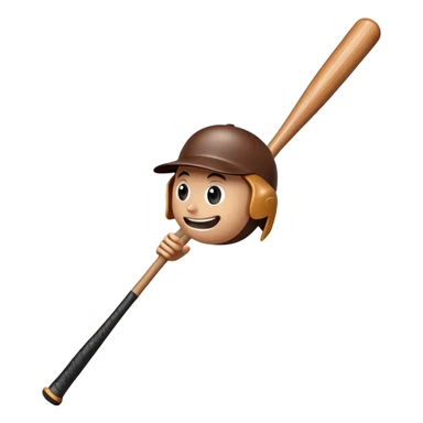 Brown wooden baseball bat with cartoon limbs and a face in mid-swing motion sticker