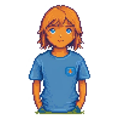 blue tee shirt, front view sticker