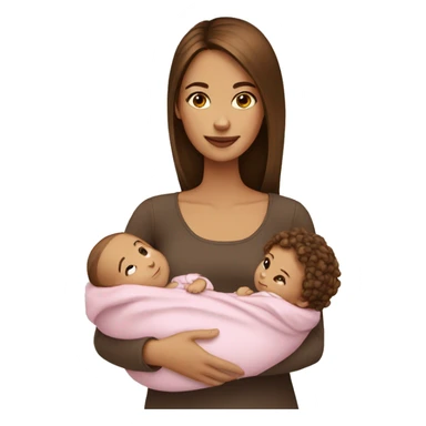 Brown hair -Girl-with-baby sticker
