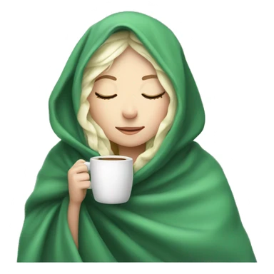Green haired white girl inside a blanket sipping coffee eyes closed sticker