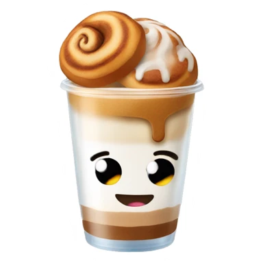 Cinnamon and cappuccino bun in a disposable glass sticker