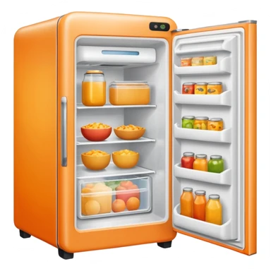 Hi refrigerator ! 
light orange color 
size: 512*512 
inside: full of food sticker