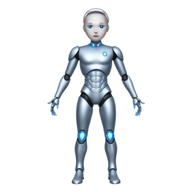 Robots Humanoid – Silver android with glowing eyes, human shape, full body sticker