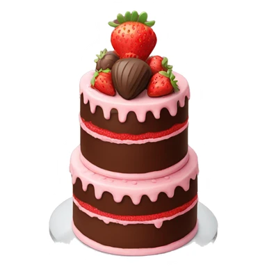 Three tier chocolate strawberry birthday cake  sticker