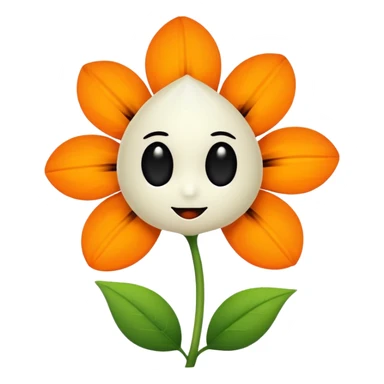 Green stem, white bud with black cartoony face: ;p. And six heart shaped yellowish orange petals sticker